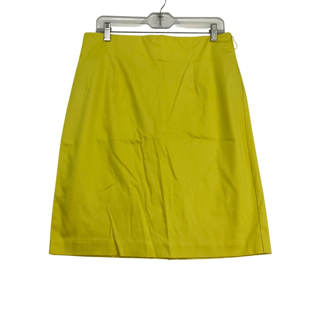 Worthington‎ Womens Yellow Cotton Blend Pencil Skirt Size 14 Knee Length Career